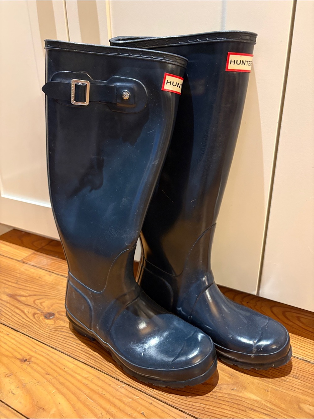 Hunter Dark Blue Tall Gloss Rain Boots